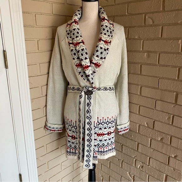 Wrangler Open Front Cardigan Sweater Aztec Tribal Print Western Cozy Soft Medium - Picture 1 of 8